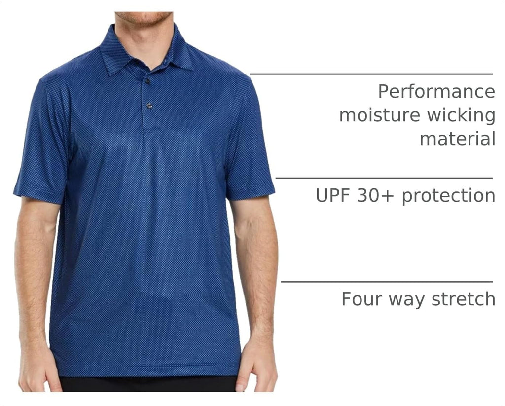 Golf Shirts for Men Dry Fit Short Sleeve Print Performance Moisture Wicking Polo Shirt