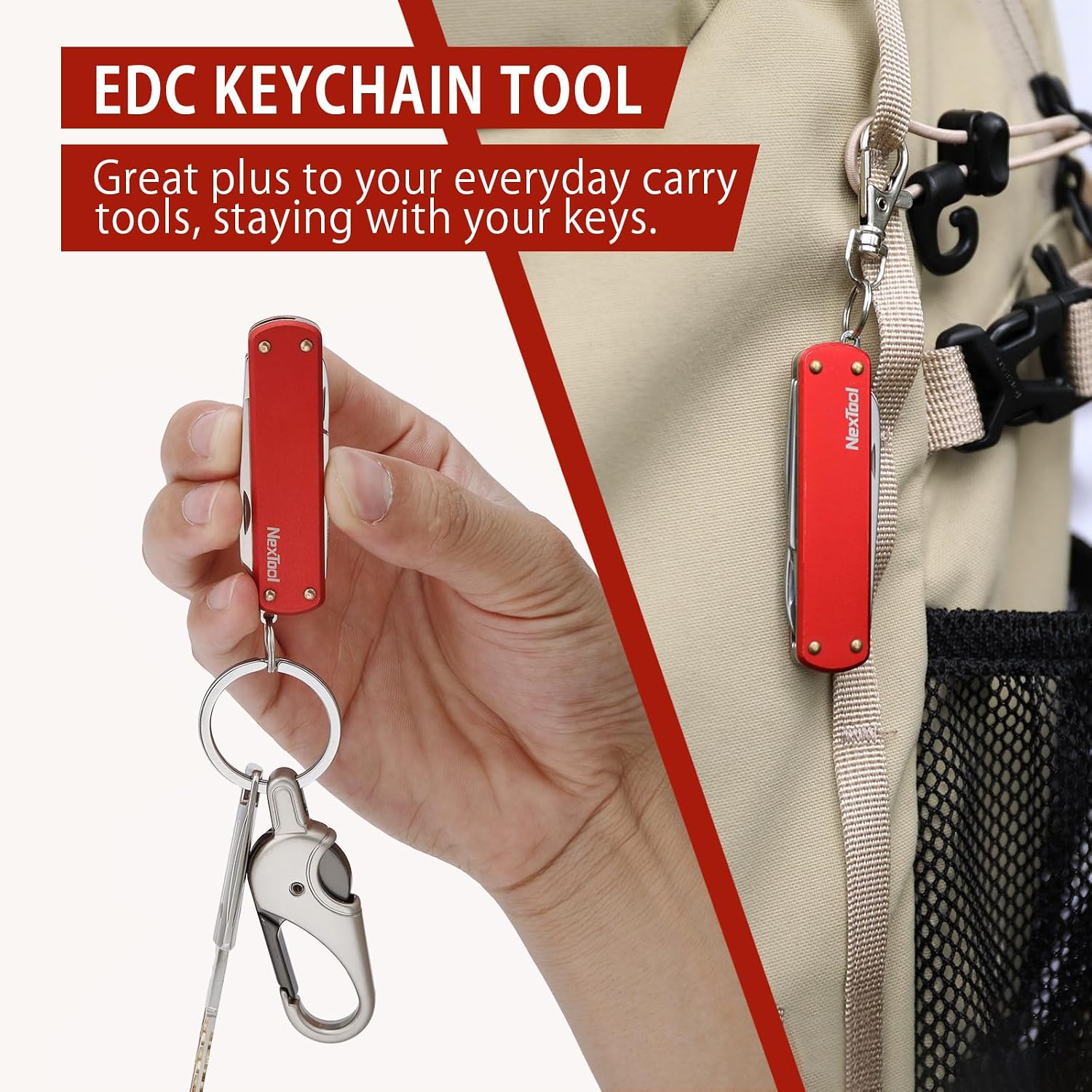 NexTool 5 in 1 Multi Tool Pocket Knife, Swiss Army Style (Red)