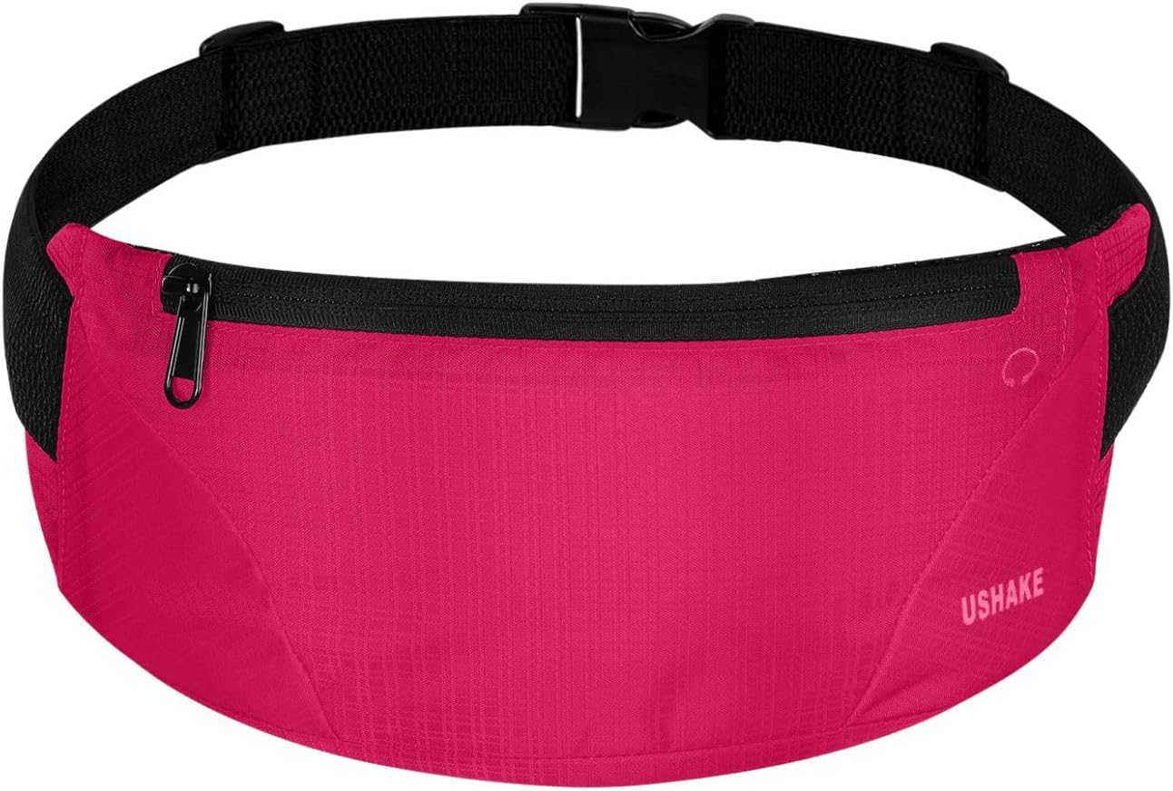 USHAKE Running Belt,Men or Women Ultra Light Bounce Free Waist Pouch Bag Fitness Workout Belt Sport Waist Pack Exercise Waist Bag for iPhone Samsung LG in Running Gym Marathon (Grey)