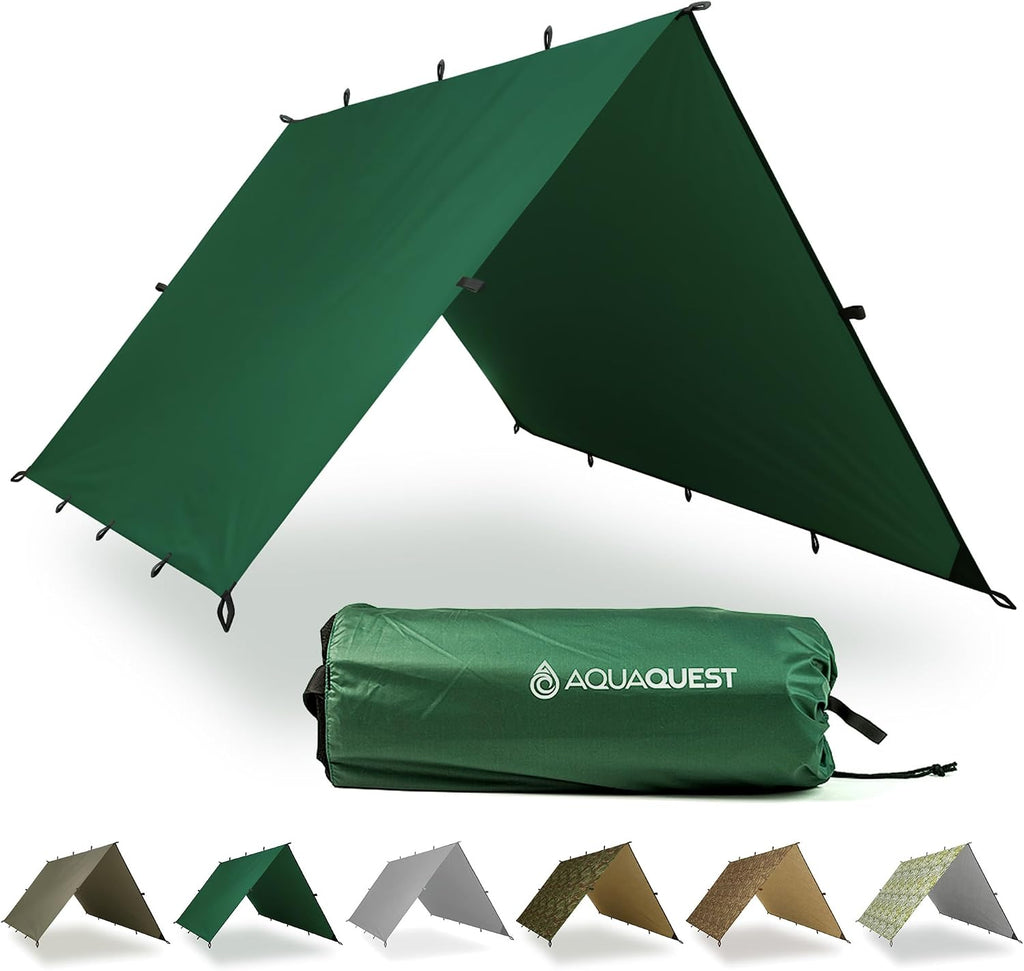 AquaQuest Safari Tarp – Lightweight Waterproof (5,000mm) Seam-Taped Ripstop Rain Fly for Backpacking, Thru-Hiking & Hammock Camping