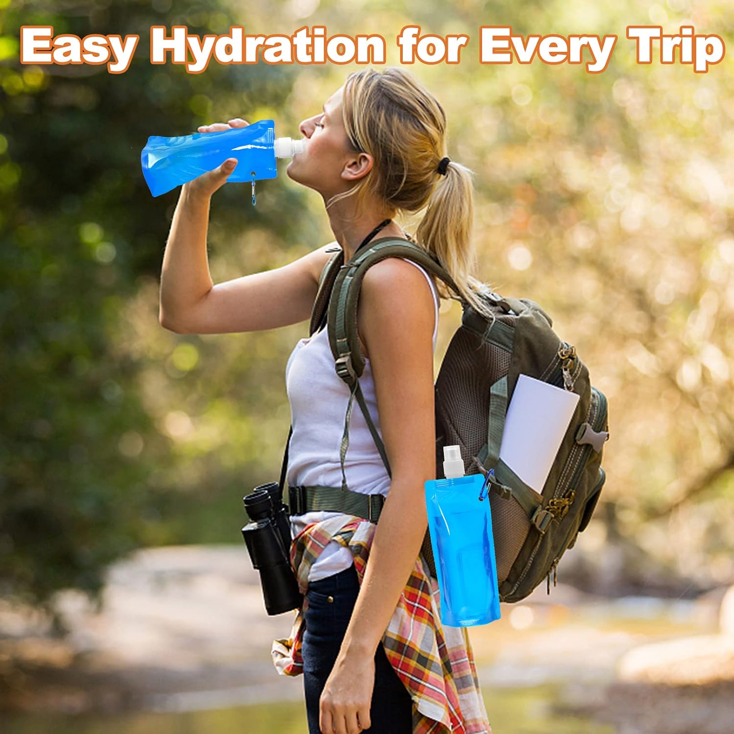10 Pcs Foldable Water Bottle, 480ml, Collapsible, Leak Proof