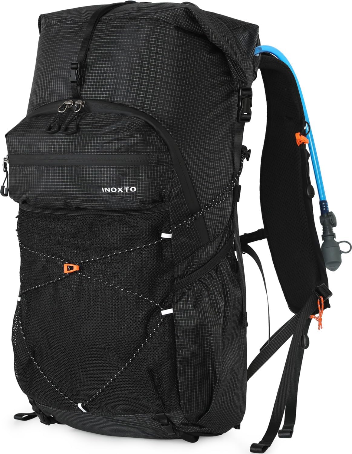 IX INOXTO Hiking Backpack for Men and Women, 30L Waterproof Camping Backpack with 3L Water Bladder and Rain Cover, Lightweight Outdoor Sport Travel Daypack Rucksack for Climbing Cycling (Black)