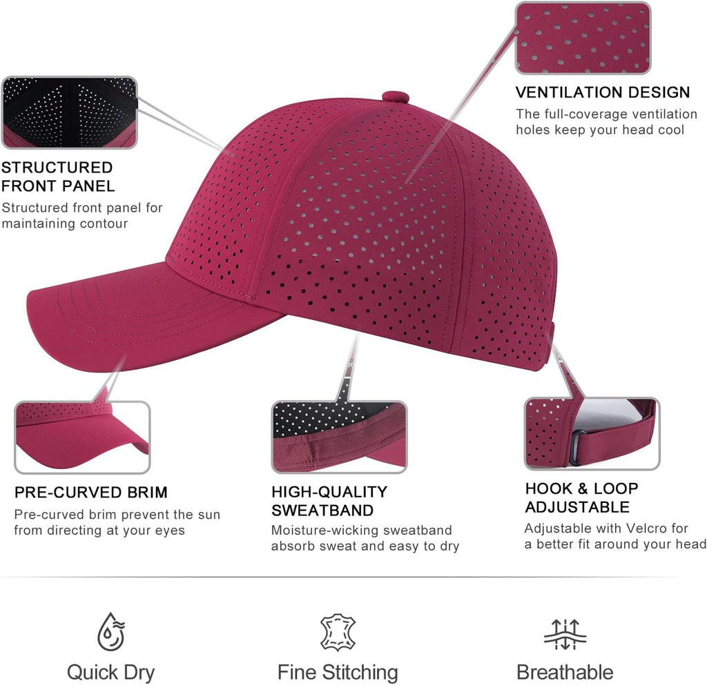 FEINION Men Laser Mesh Breathable Snapback Baseball Cap