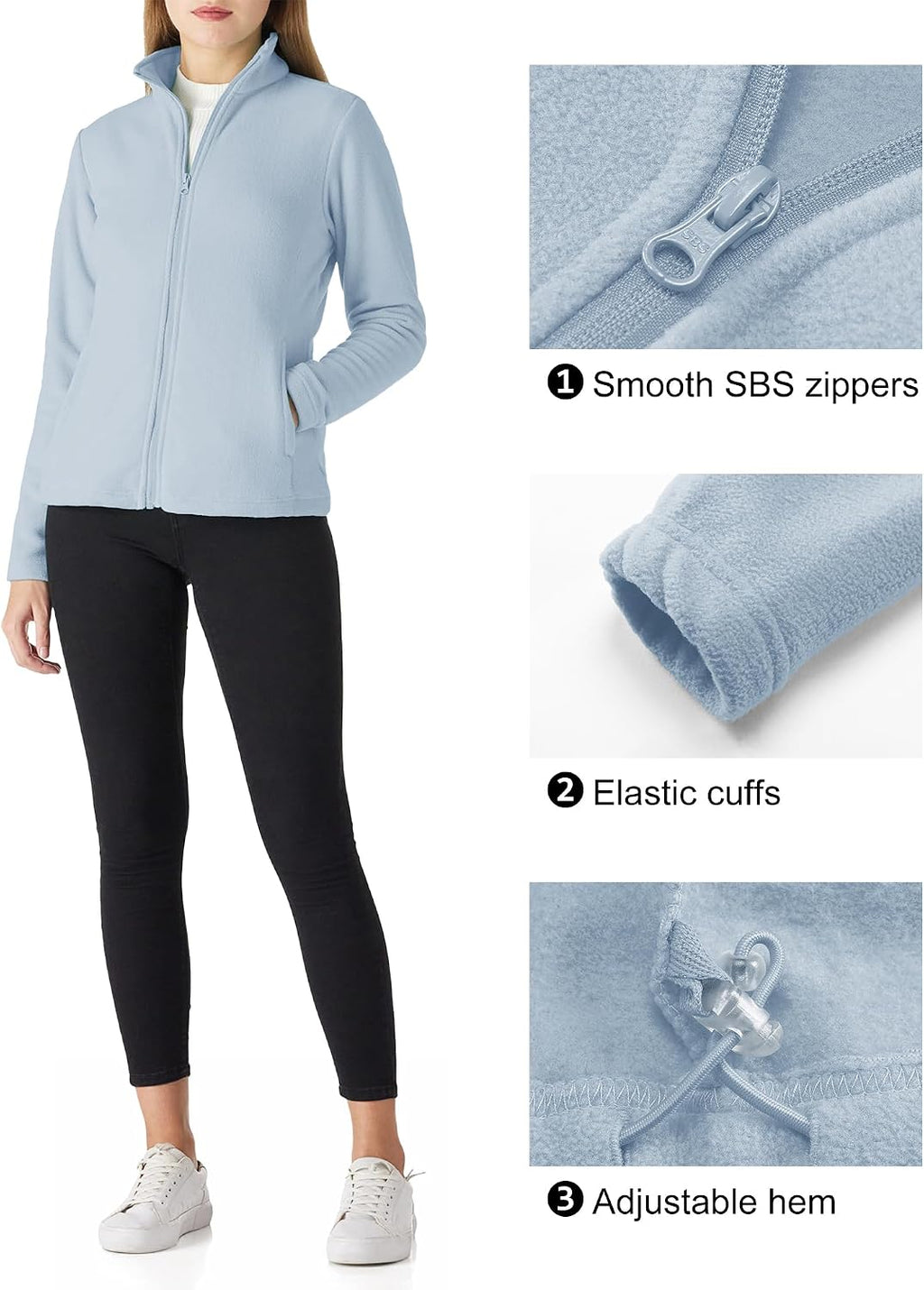 Outdoor Ventures Women's Lightweight Warm Polar Fleece Jacket Zip Up