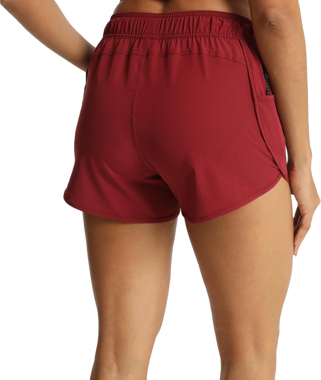 Women's Athletic Hiking Shorts with Liner Quick-Dry Workout Running Shorts