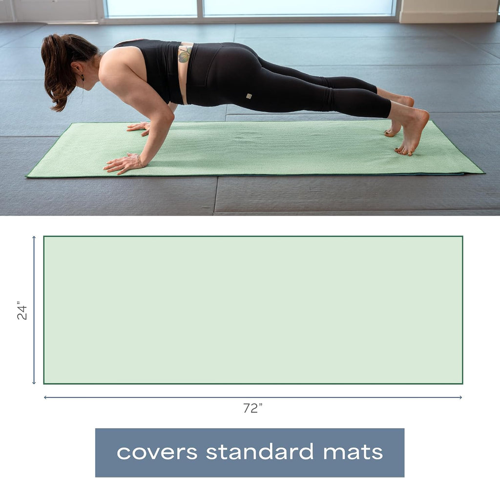 S&T INC. Aura Microfiber Yoga Mat Towel with Grip, 2 Pack, 24" x 72", Green