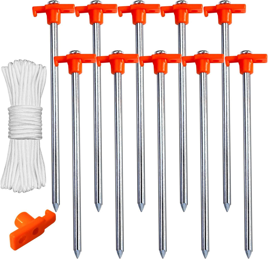 ABCCANOPY Tent Stakes 8" Camping Tent Stakes, 10pc-Pack (Blue) (Pack of 2)