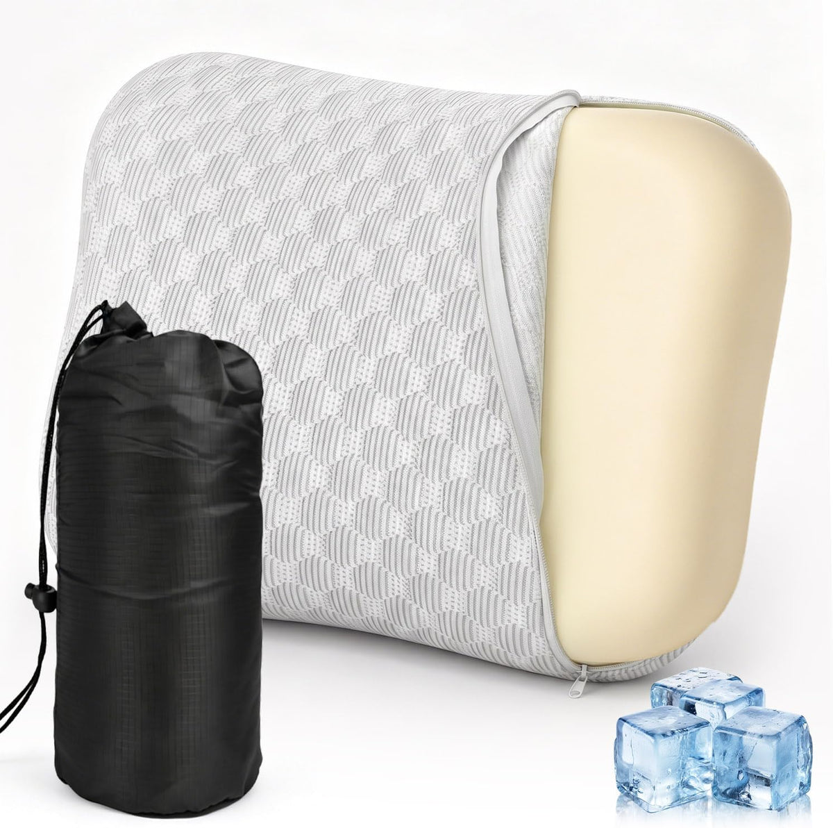 Travel & Camping Memory Foam Pillow, Compressible Portable Camp Pillow with Breathable Removable Cover, Soft & Firm Dual Comfort, Compact Backpacking Pillow for Tent & Outdoor Travel