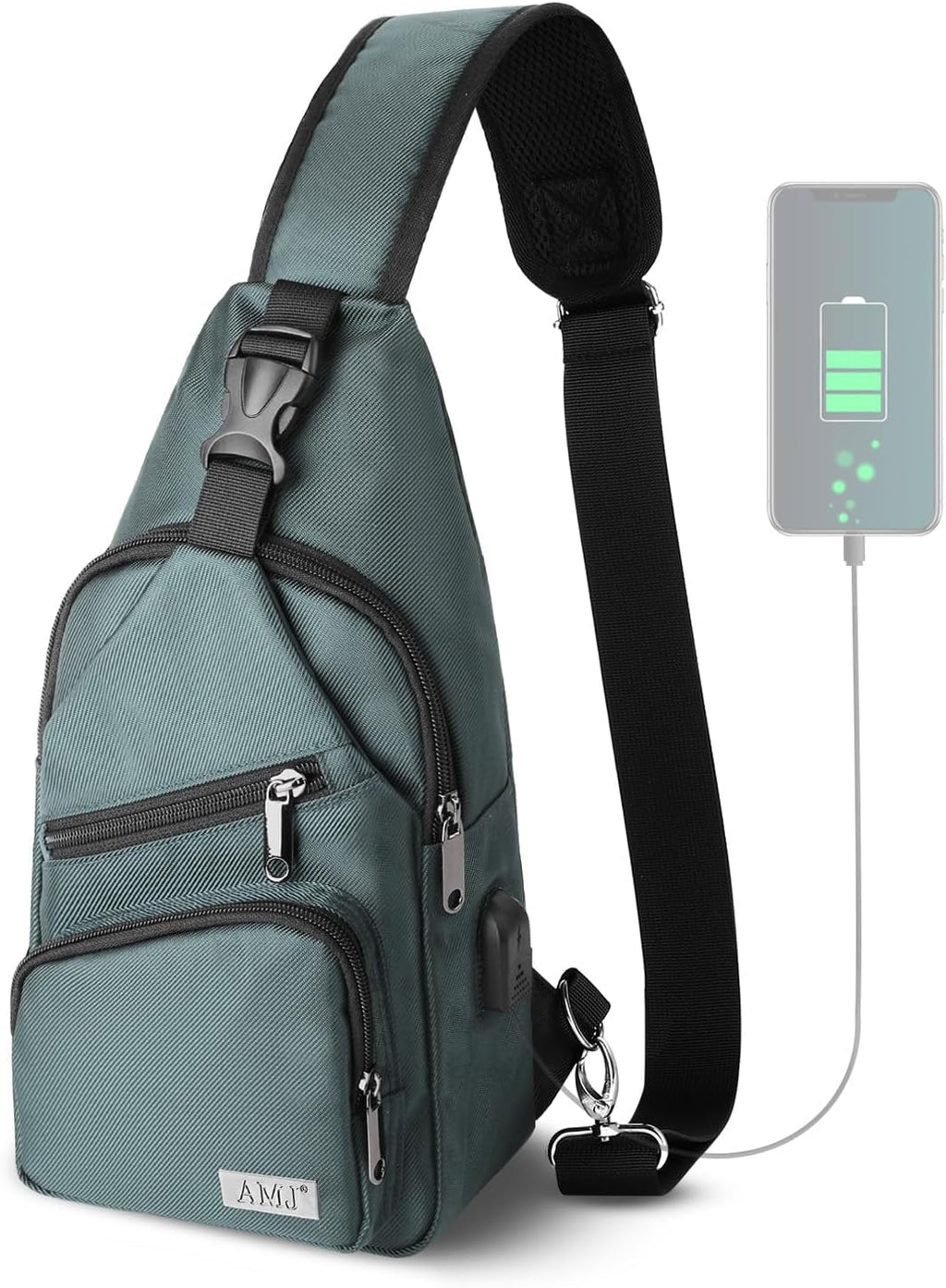 AMJ Crossbody Sling Bag Men Women, Casual Shoulder Backpack, Chest Daypack Satchel for Hiking Travel