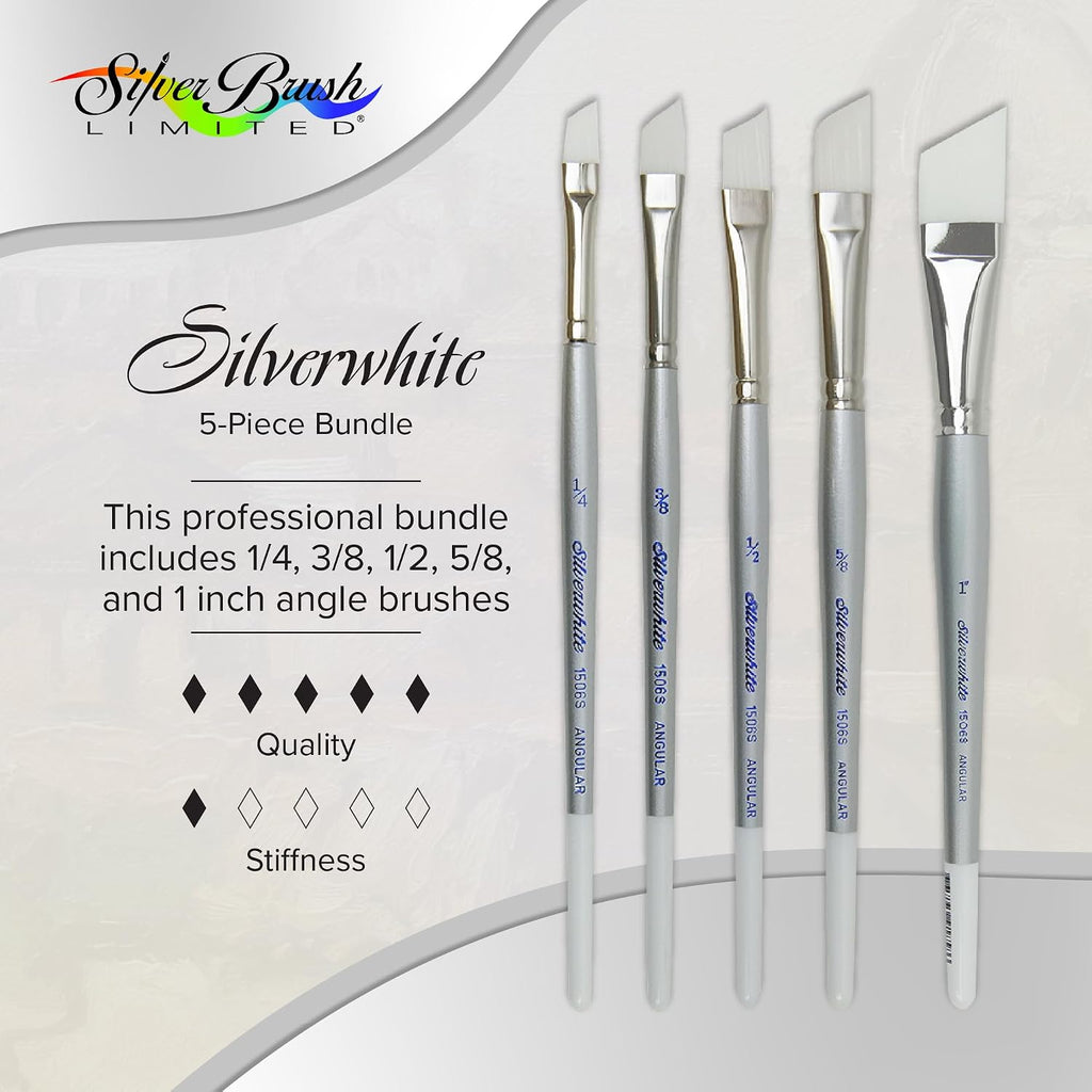 Silver Brush Limited Silverwhite Angles Watercolor Paintbrush Set, 5pc