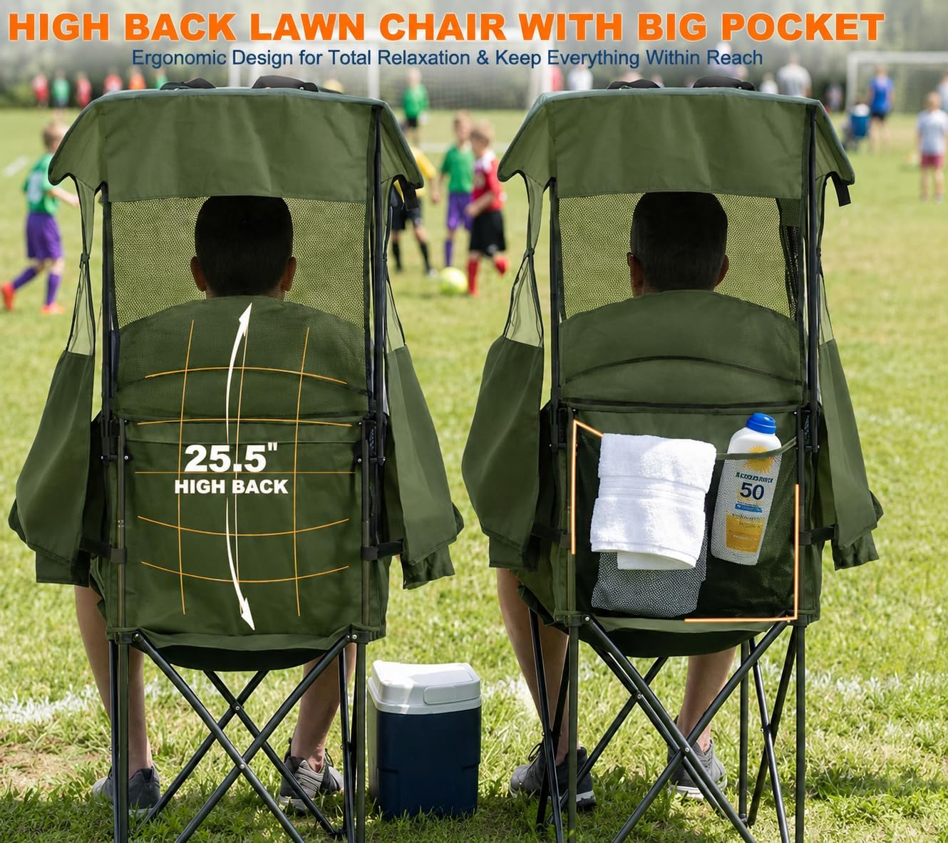 Bolosy Camping Chair with Canopy Beach Chair with Shade