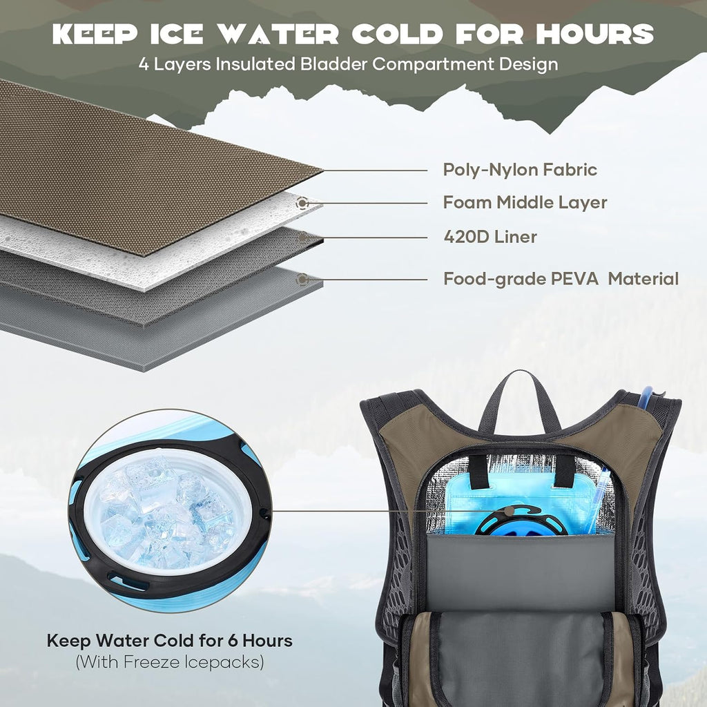 Maelstrom Lightweight Hydration Hiking Backpack with 2L/3L Water Bladder