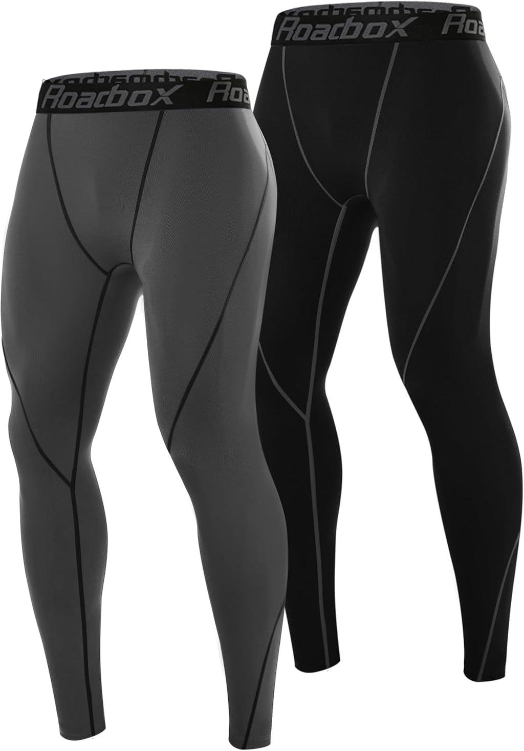 Roadbox 2 Pack Men's Compression Pants, Quick Dry Running Tights Leggings