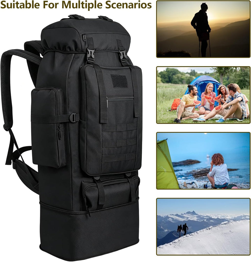 80L/100L Hiking Backpack Men Camping Rucksack Large Outdoor Travel Military Tactical Molle Trekking Knapsack Bag Women