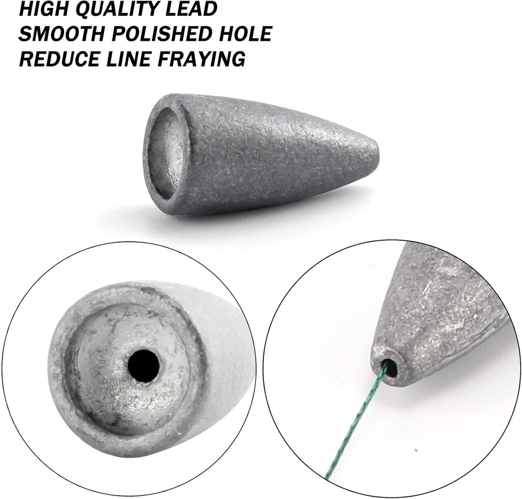Dr.Fish Bullet Lead Sinkers Texas Carolina Bass Worm Fishing Weights