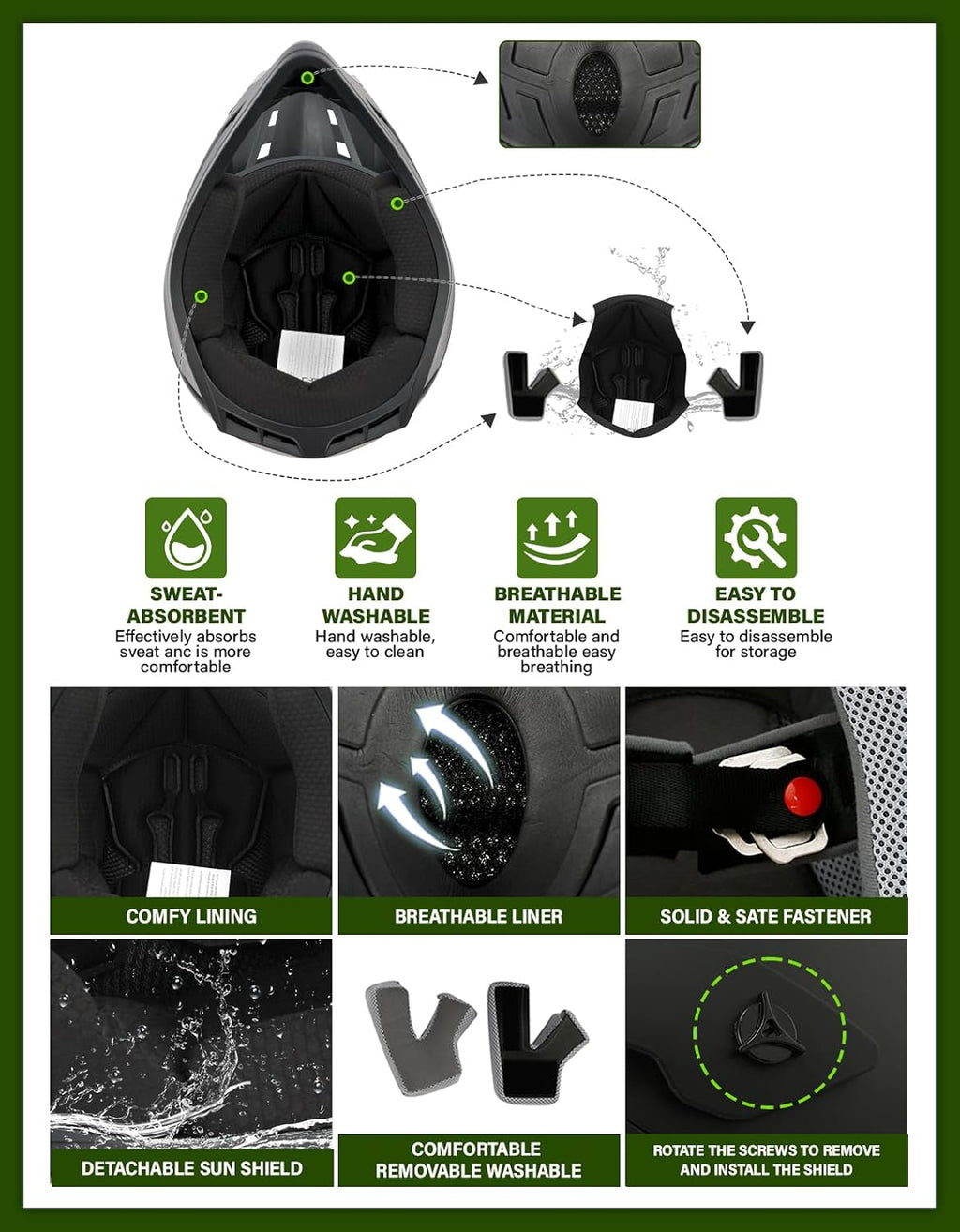 SLMOTO Youth Dirt Bike Helmet Set for Kids ATV Motocross DOT Approved