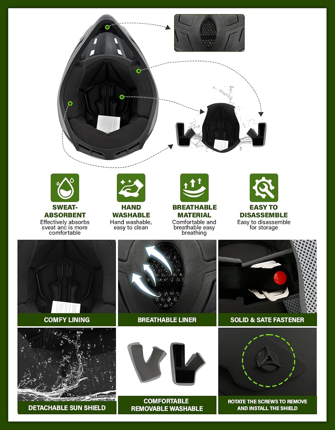 SLMOTO Youth Dirt Bike Helmet Set for Kids ATV Motocross DOT Approved