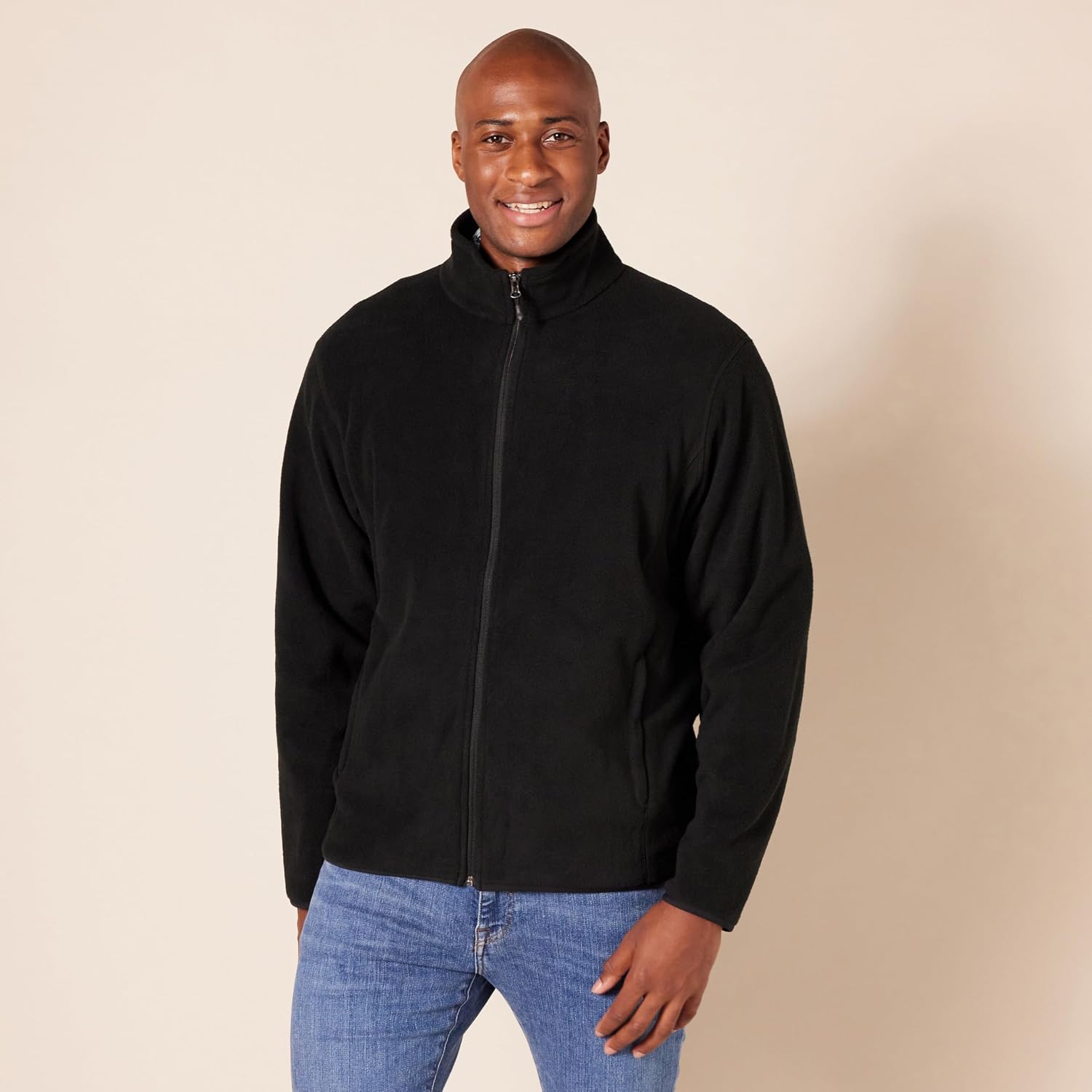 Amazon Essentials Men's Full-Zip Polar Fleece Jacket with Zippered Pockets for Cold Outdoor Weather (Available in Big & Tall)
