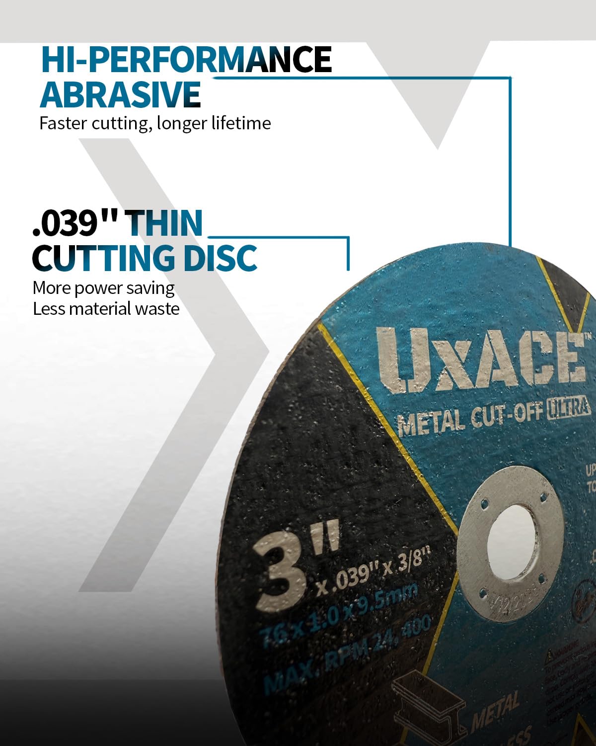 3 Inch Cut-Off Wheel for Metal, Stainless Steel, Aluminum Cutting, Professional Super Thin Metal Cutting Disc for Angle Grinder, Die Grinder or Cut-Off Tools, 3/8 inch Arbor, 25 Pack
