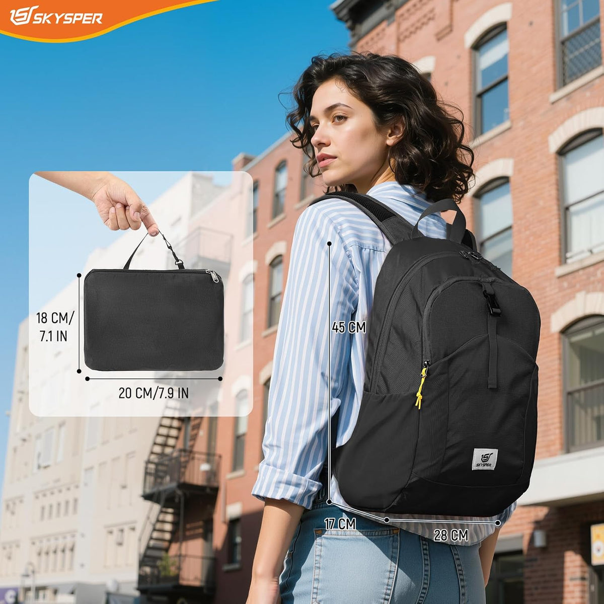 SKYSPER Small Packable Hiking Backpack 20L Anti-theift Travel Daypack