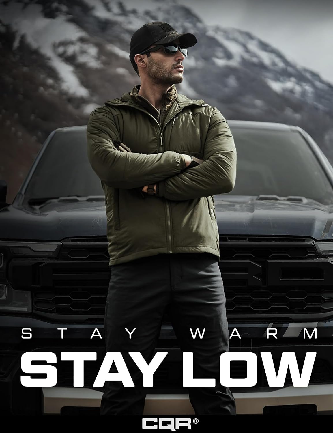 CQR Men's Lightweight Warm Insulated Jacket, Windproof Water Resistant Winter Active Coat for Hiking Work Outdoor Tactical