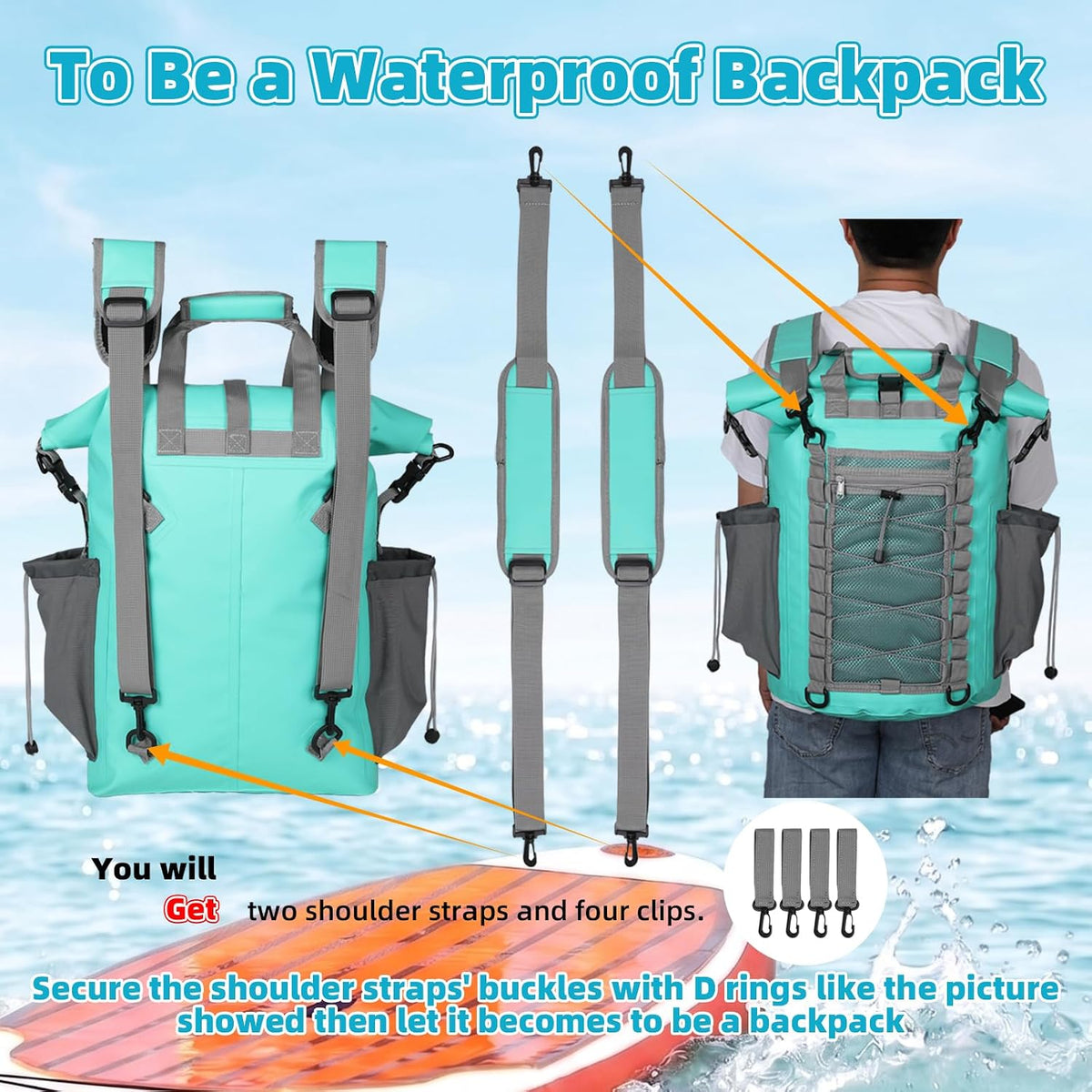 MORXPLOR Low Profile 25L Waterproof Deck Bag for Paddle Boards & Kayaks - Paddleboard Storage Roll Top Dry Bag for SUP, Surfboard, and Boating Accessories