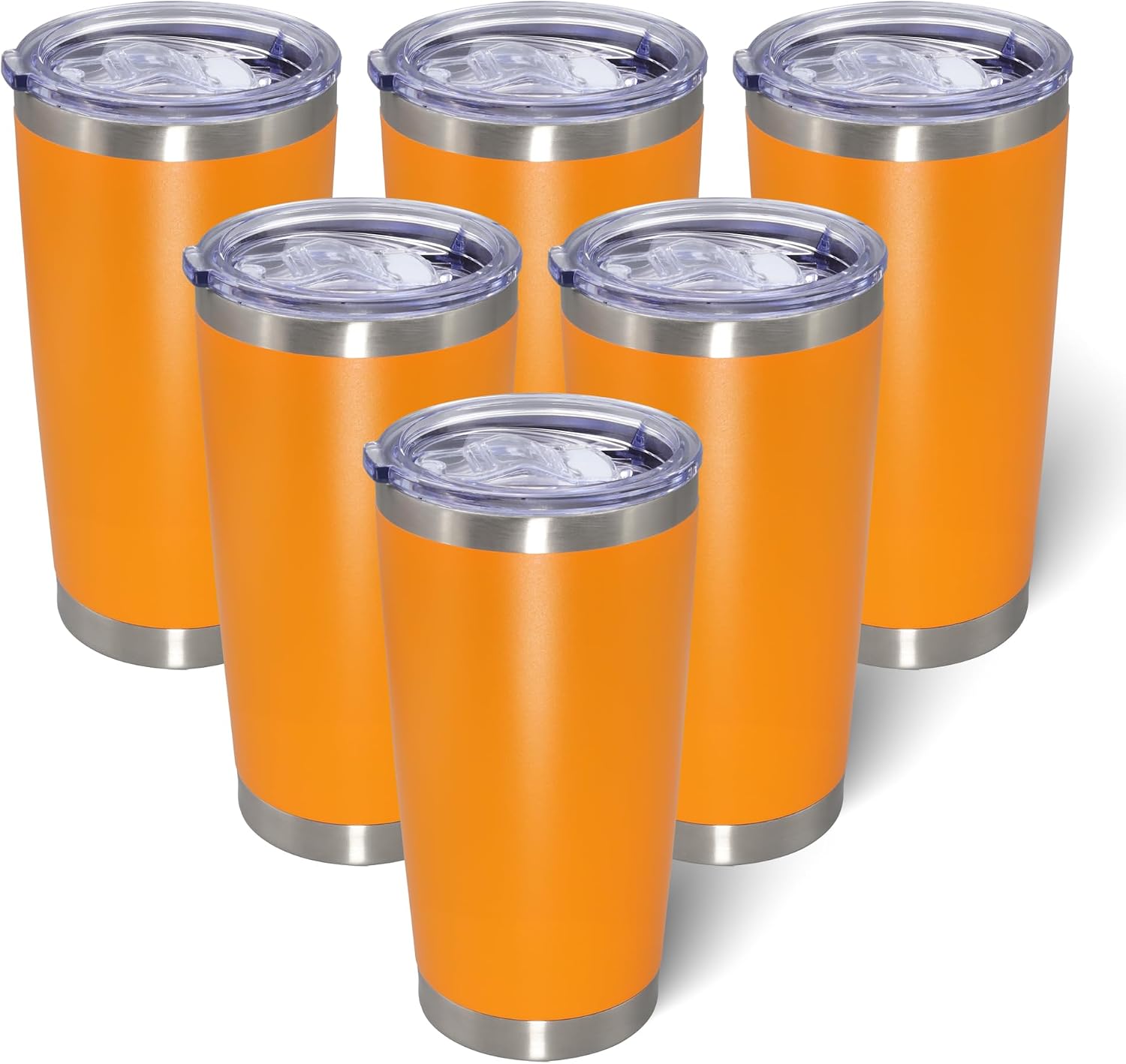 20oz Tumbler with Lid Stainless Steel Tumblers Insulated Mug Orange 6P