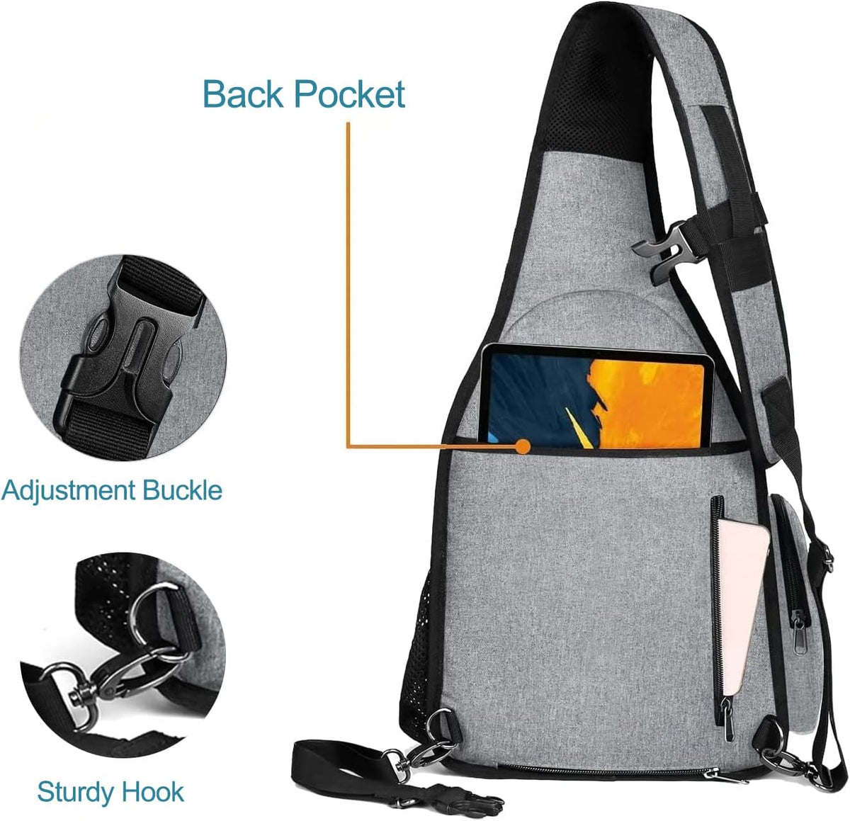 MOSISO Camera Bag Sling Backpack, Full Open Camera Case, Grey