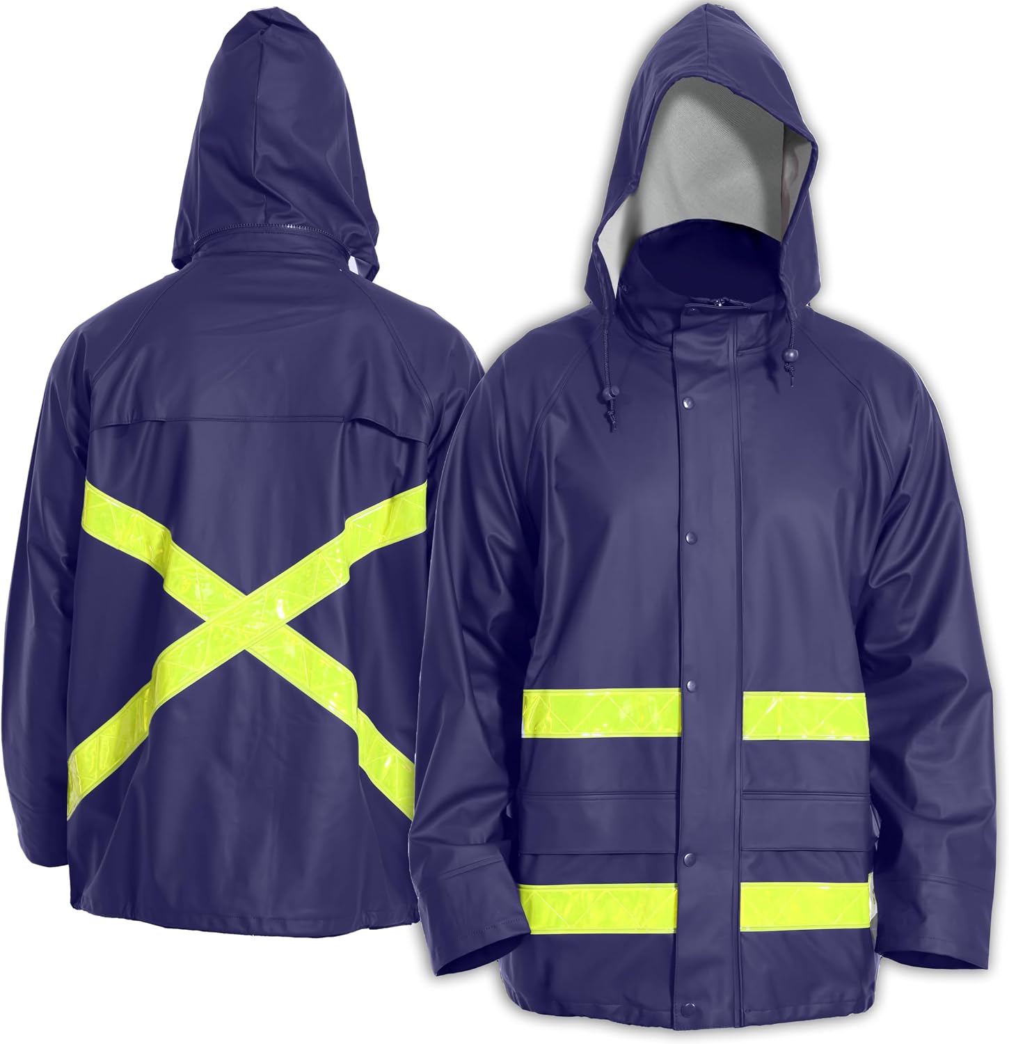 Men's Hi-Vis Waterproof Rain Jacket, Reflective Work Coat