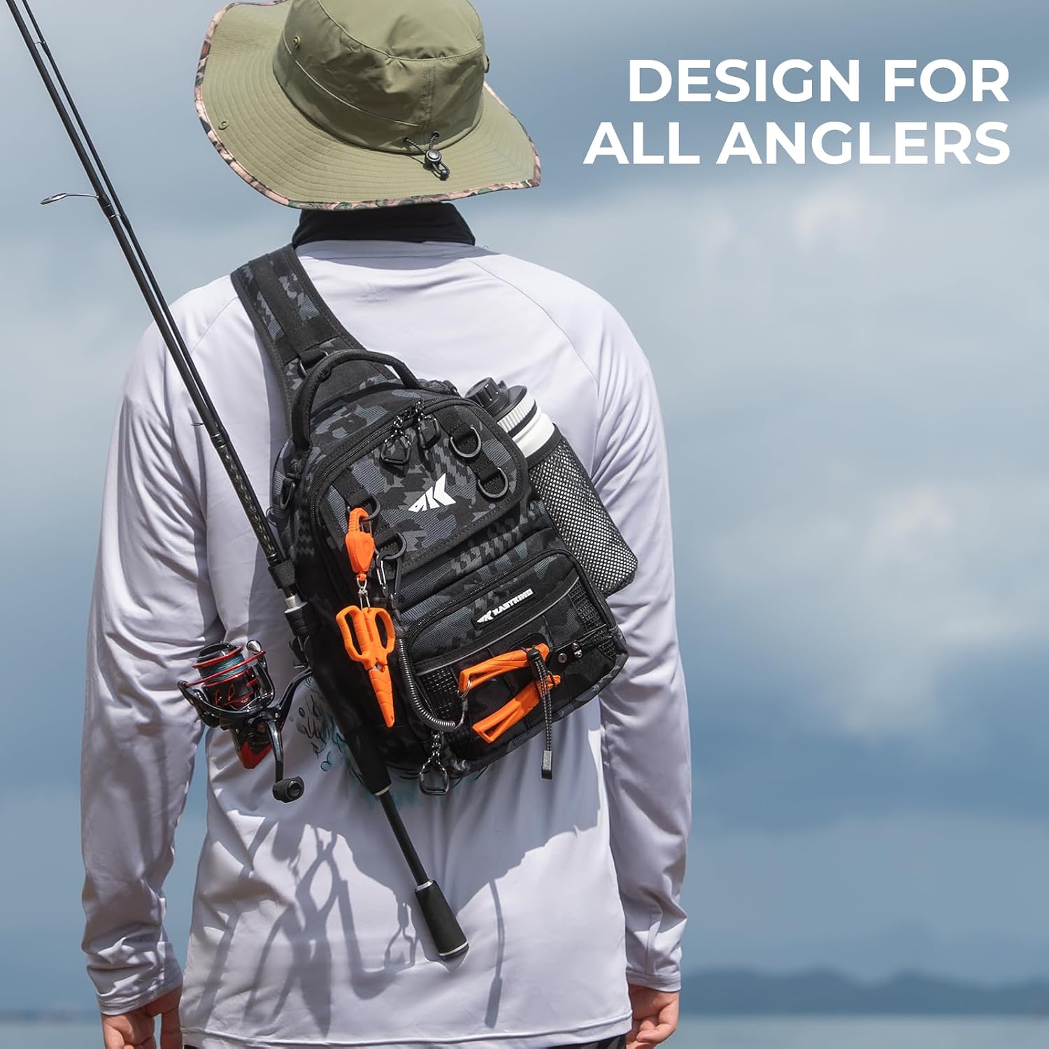 KastKing BaitSpace Fishing Sling Bag, Fishing Backpack with Rod Holder