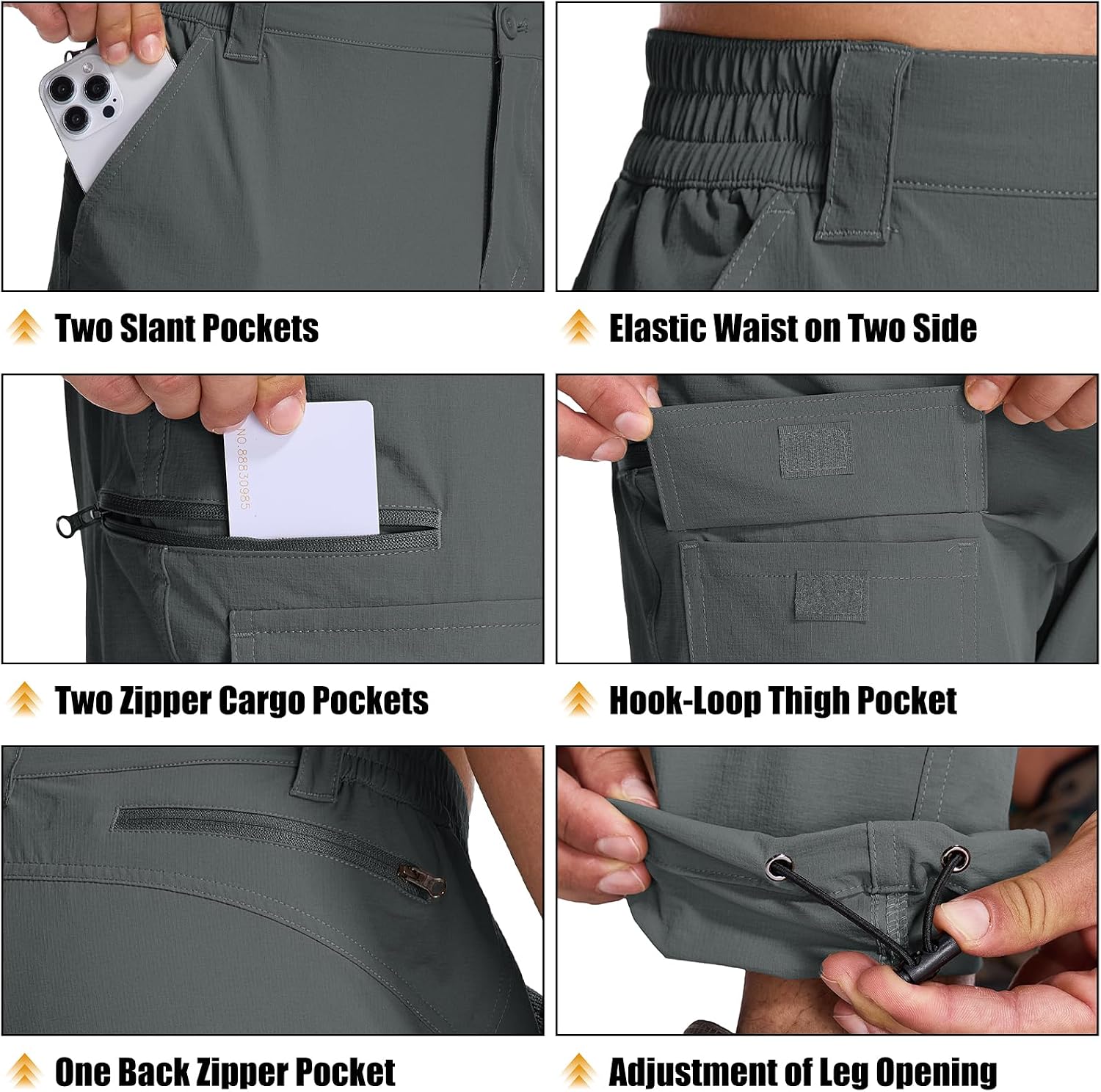 Mens Hiking Pants Cargo Safari Pants for Men Zip Off Outdoor Convertible