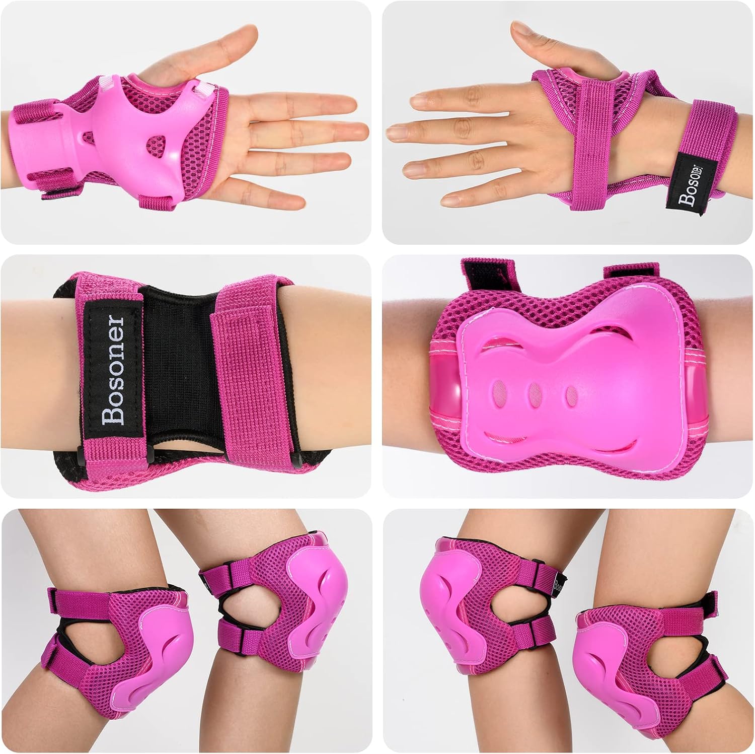 BOSONER Kids/Youth Knee Pad Elbow Pads Guards Protective Gear Set for Roller Skates Cycling BMX Bike Skateboard Inline Skatings Scooter Riding Sports