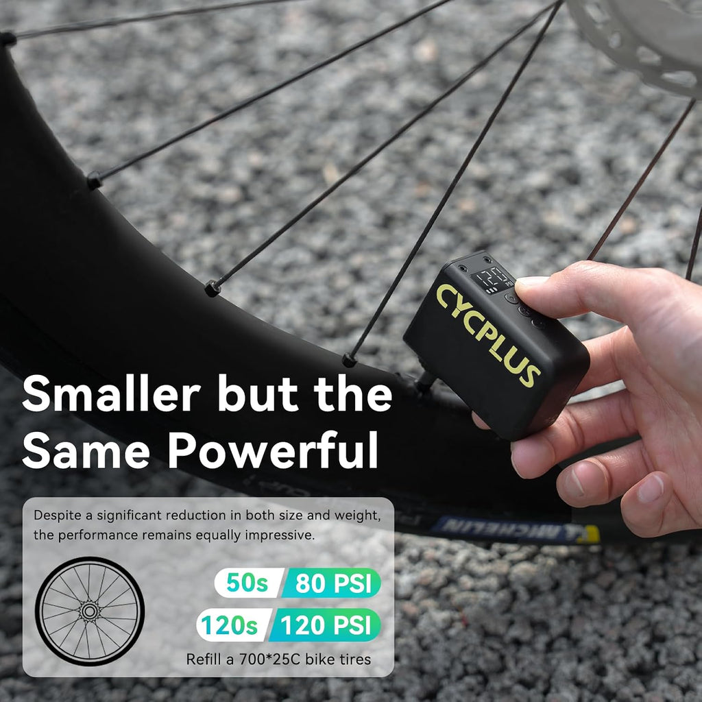 CYCPLUS Tiny Electric Bike Pump AS2Ultra, 90g, Magnesium Alloy Shell, Black