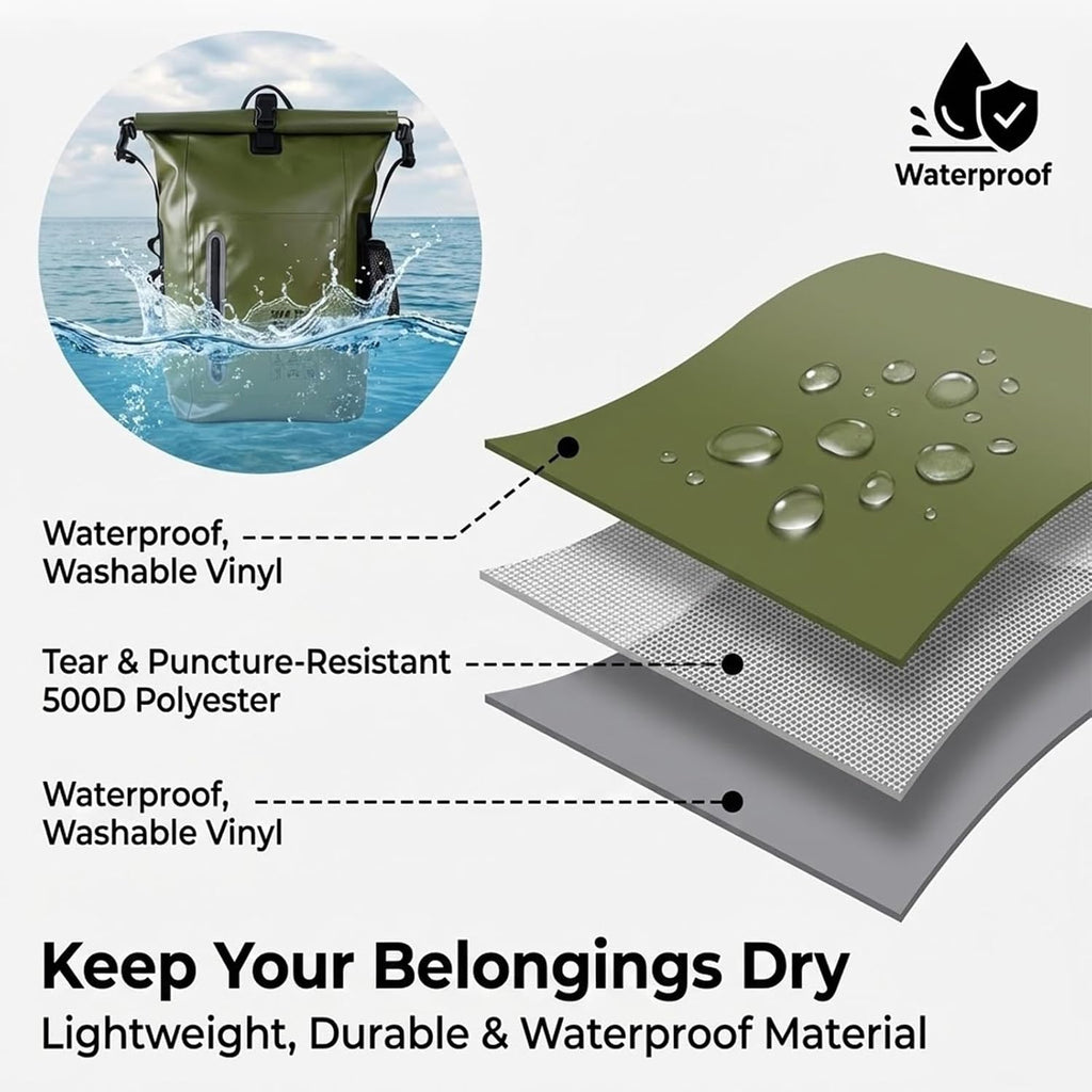 Waterproof Dry Bag 25L Backpack for Kayaking Boating Paddle Boarding
