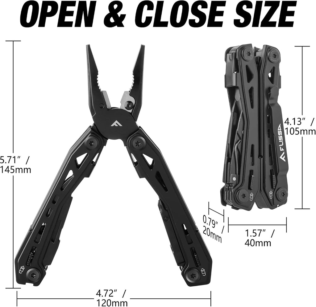 FLISSA 16-In-1 Multi Tool, EDC Multitool, Black