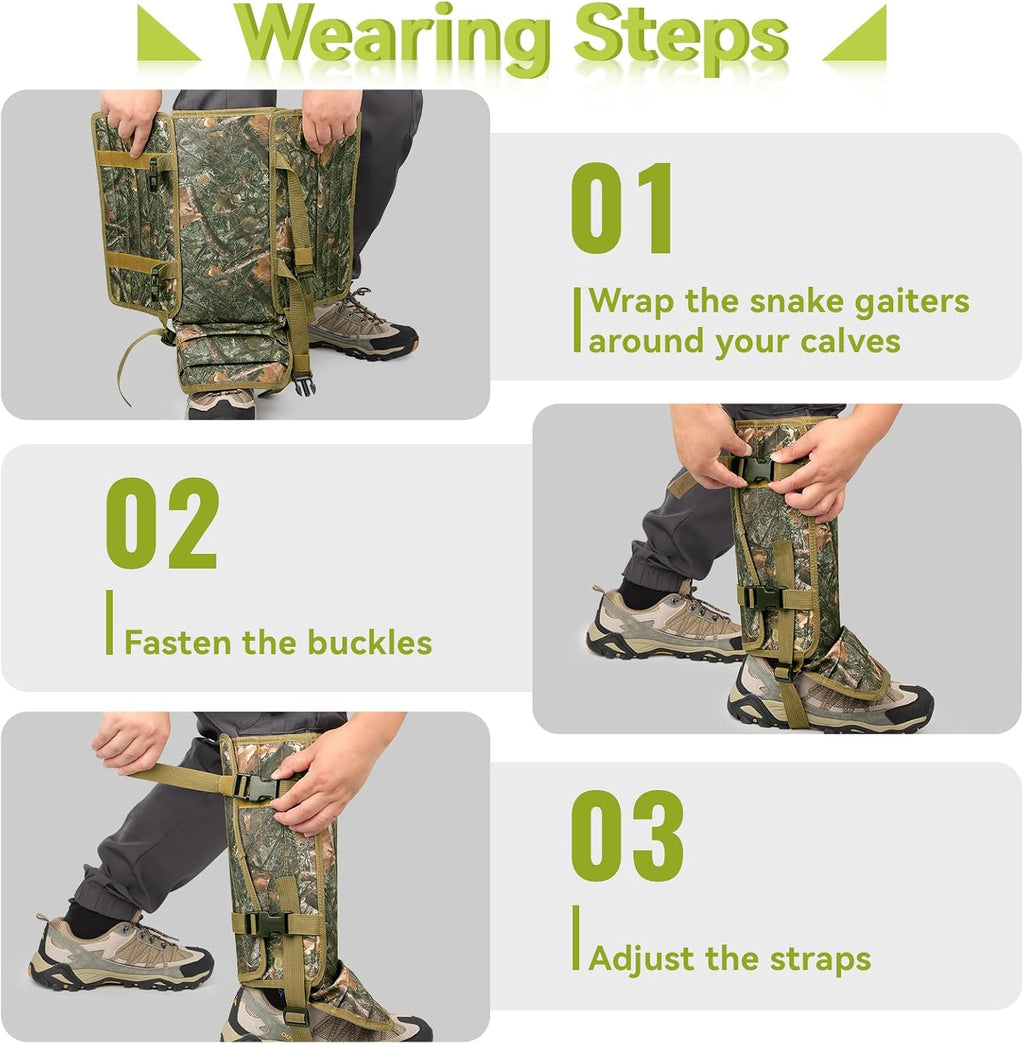 Snake Gaiters for Men & Women, Shoe Gaiters for Hunting, Hiking, Fishing, Farm Working, Snake Gators for Men & Women