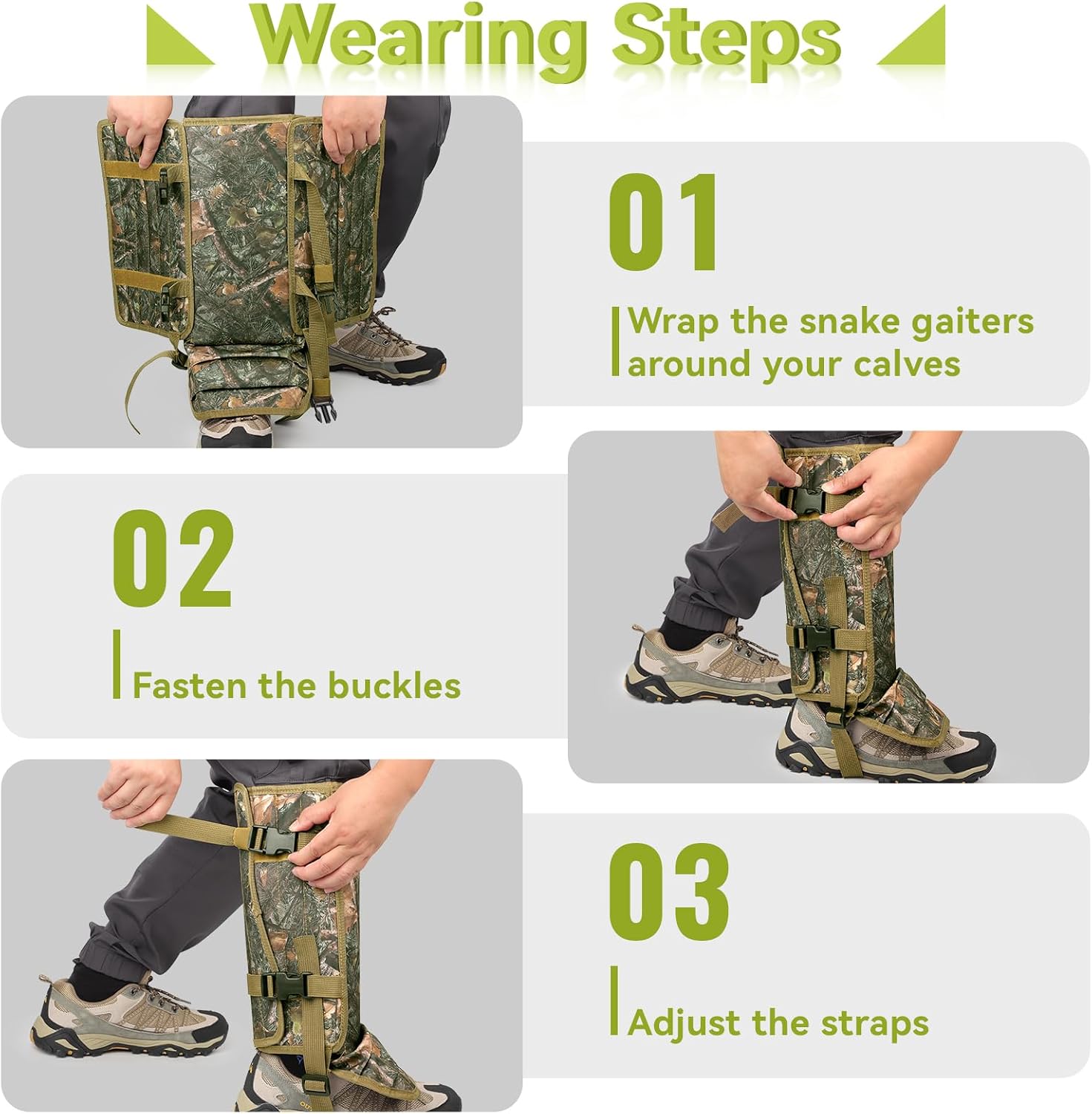 Snake Gaiters for Men & Women, Shoe Gaiters for Hunting, Hiking, Fishing, Farm Working, Snake Gators for Men & Women