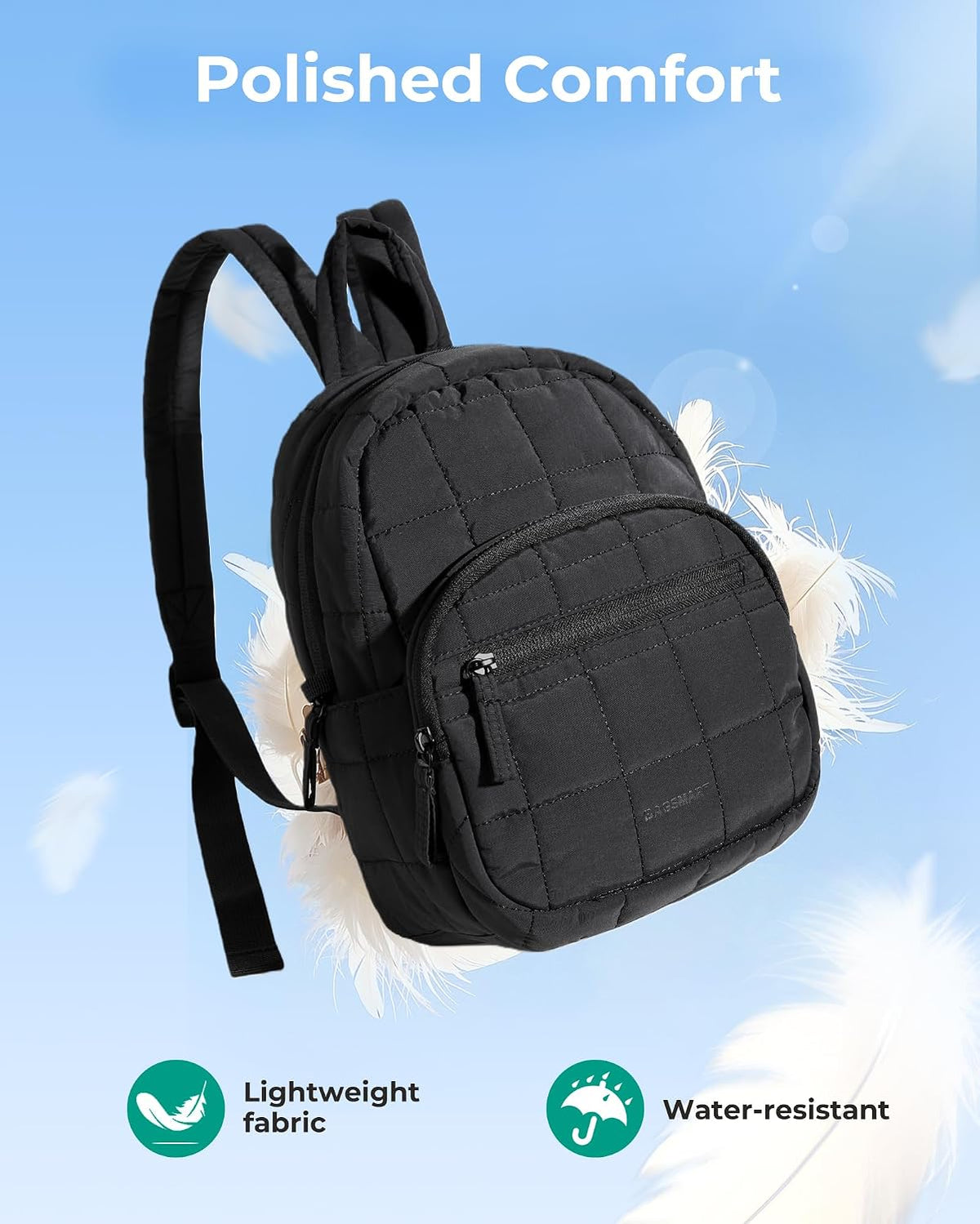 BAGSMART Mini Backpack for Women, Small College Backpack, Classic Black