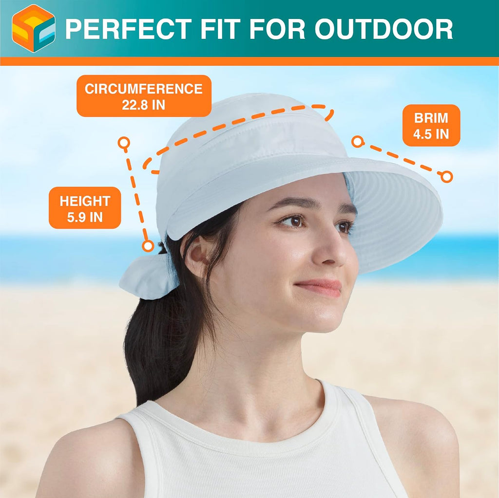 SUN CUBE Womens Sun Hat UV Protection Wide Brim Zip-Off Golf Visor