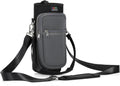 Nuovoware Water Bottle Carrier Bag, 25oz/32oz Bottle Holder with Adjustable Shoulder Strap, 2 Pocket Sling Bag - Neoprene Sleeve for Hiking, Travelling - Black/Gray