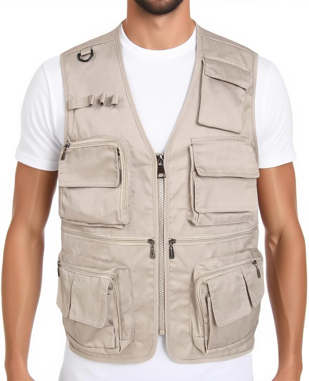 Men’s Fishing Vest Summer Outdoor Work Safari Travel Photo Vest with Multi Pockets