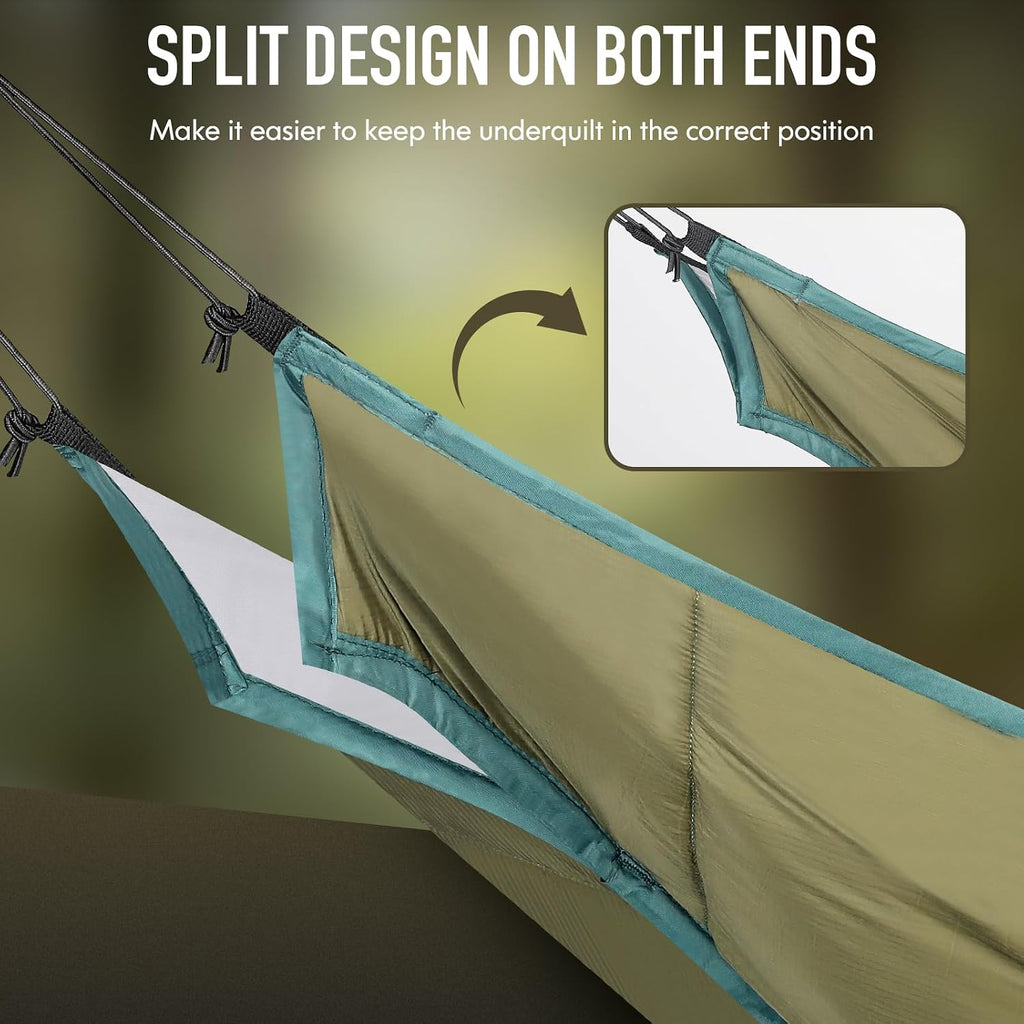 Hammock Underquilt, Insulated Camping Quilt for Warm Sleeping, Easy to Setup and Packable for Camping, Hiking, Travel, Beach, Backyard, Patio (Army Green)