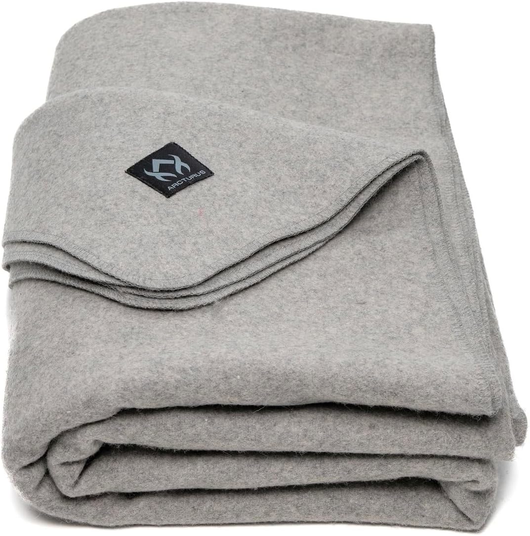 Arcturus Military Wool Blanket - Warm, Thick, Washable - Great for Outdoors, Camping, Stadium Blanket, Picnics, Travel - Car & Bushcraft Survival Kits