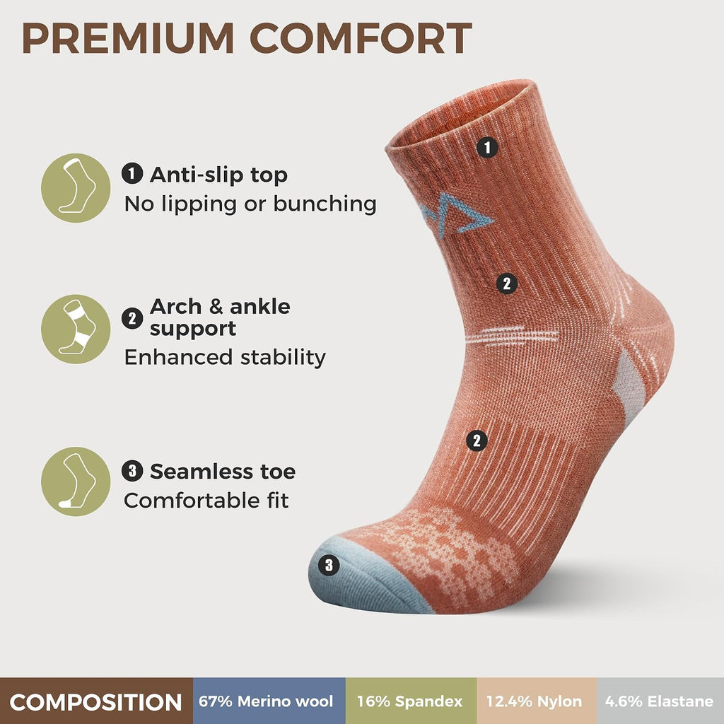 innotree Merino Wool Hiking Socks for Women, 5 Pairs