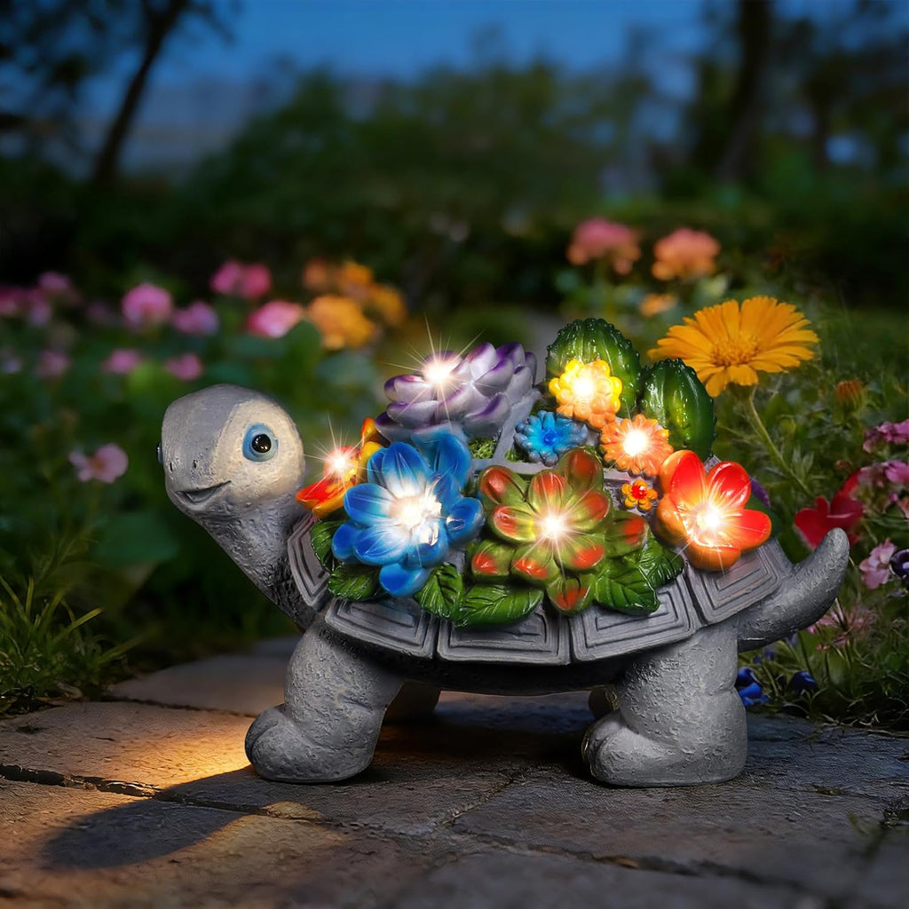 Linkax Turtle Statues Solar Garden Decor, Christmas Gift for Grandma Mom