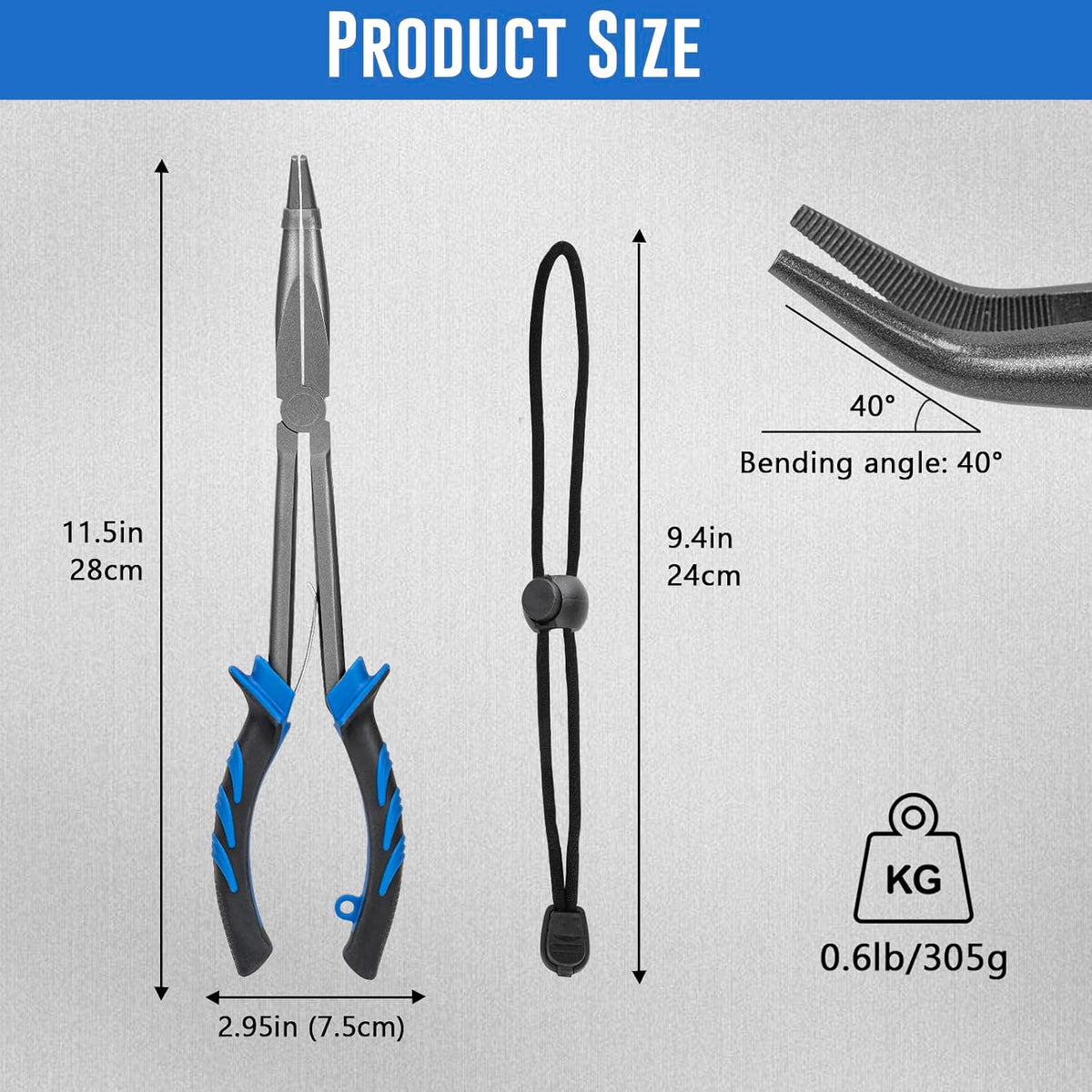 THKFISH 11" Long Nose Fishing Pliers-Saltwater Freshwater Hook Remover for Bass, Snook, Trout- Stainless Steel Corrosion-Resistant PTFE Coated Needle Nose Pliers