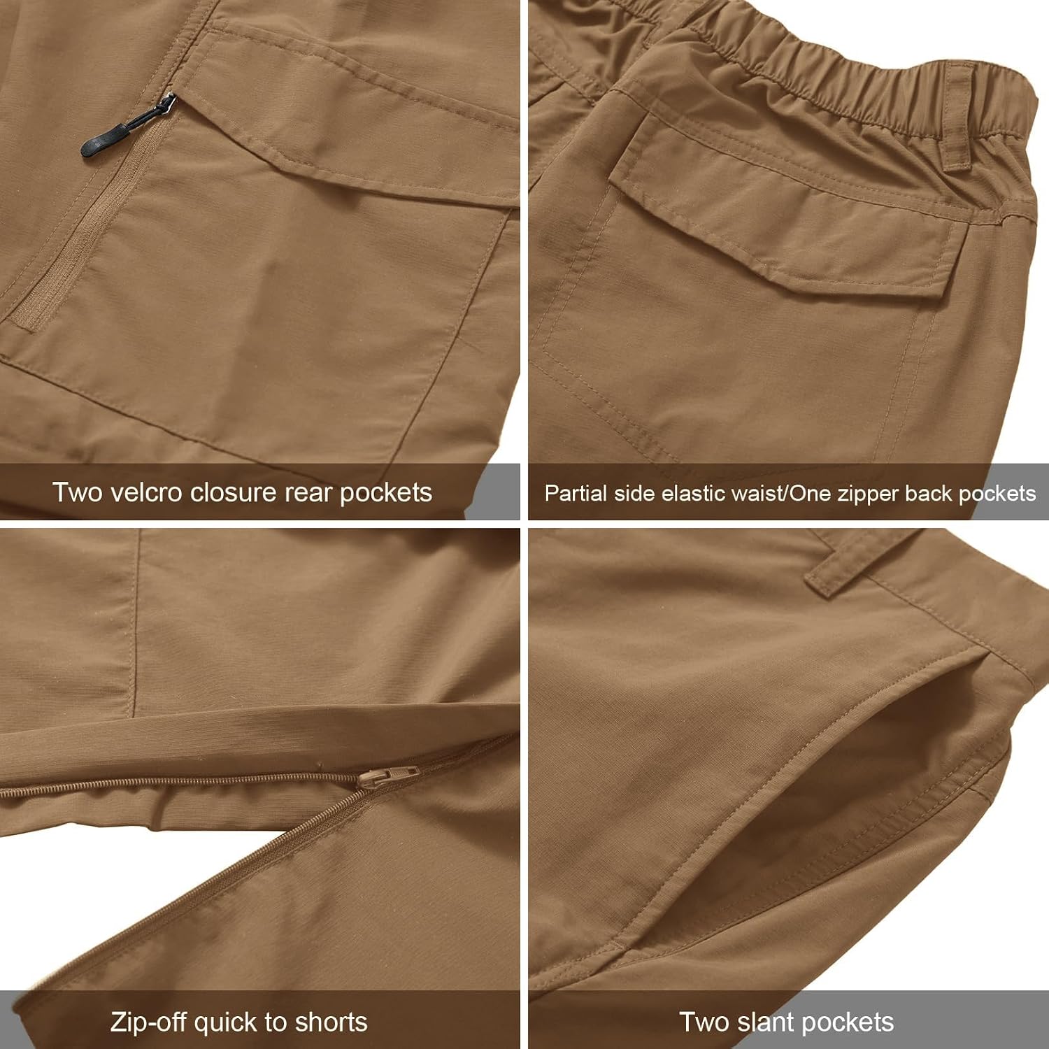 linlon Boy Scout Pants Hiking Mens Convertible Zip Off Safari Fishing