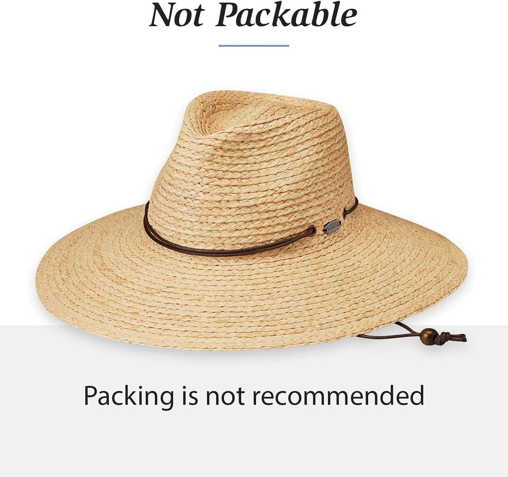 Wallaroo Women’s Nosara Fedora – UPF 50+ Sun Hat, UV Protection, Wide Brim, Adjustable Chin Strap, Natural Fiber, Medium Size