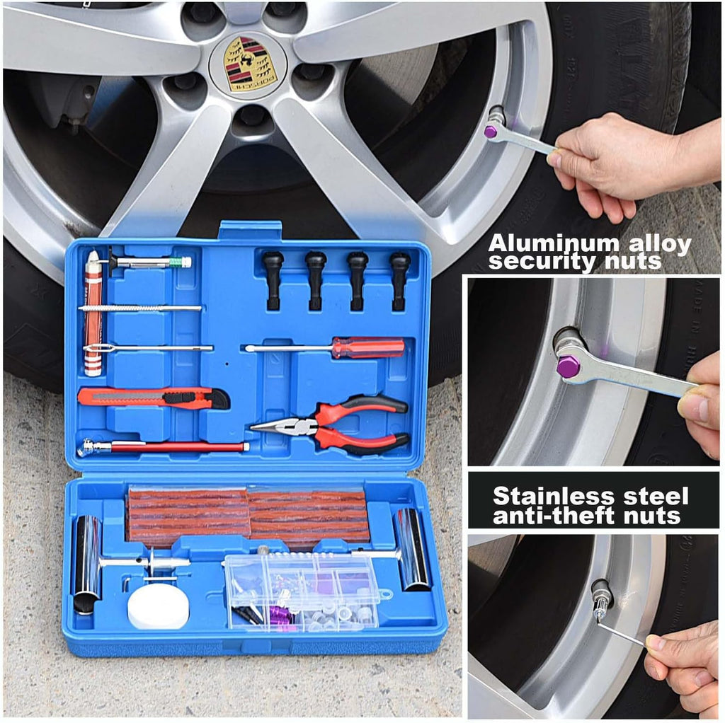 TILIBOTE Tire Repair Kit,117pcs Heavy Duty Tire Plug Kit,with Universal Tire Patch Kit to Plug Flats for Car/Motorcycle/Truck/Tractor/Trailer/RV/ATV