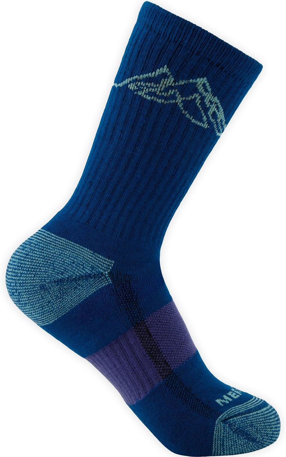 Merrell Unisex Eco Cushioned Crew Socks, Recycled Sustainable Hiker With Targeted Cushion